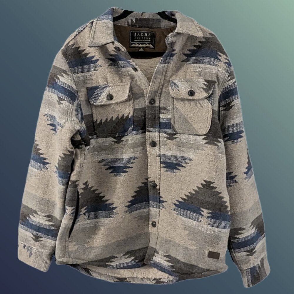 Men's Tan Aztec Sherpa-Lined Jacket (Jach's) -- M
